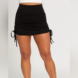 Black Ruched Side-Tie Mini Skirt